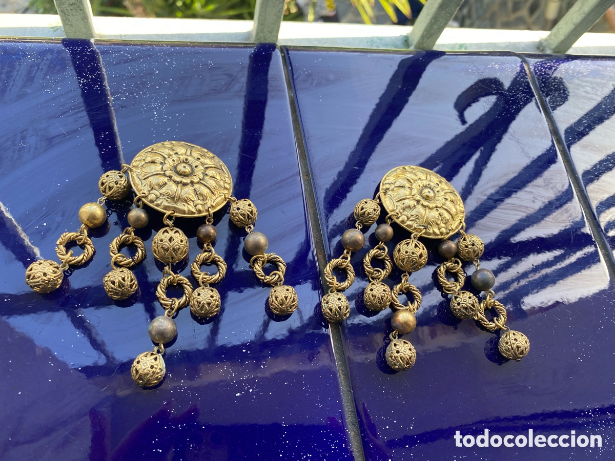 Joyeria: Pendientes de Aderezo Regional Vintage - Orfebrer&iacute;a Tradicional con Filigrana en Oro Viejo