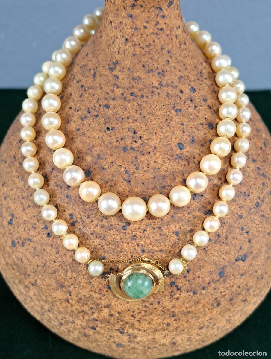 Joyeria: Collar antiguo de perlas Art D&eacute;co con cierre de oro 18K a&ntilde;os 20-30