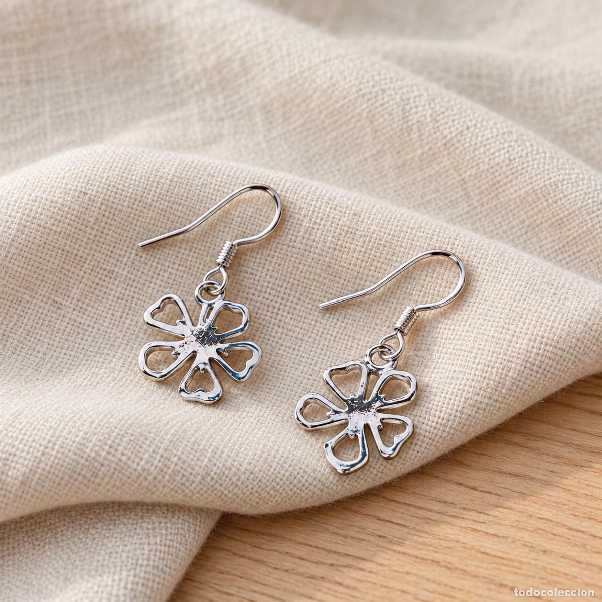 Joyeria: Pendientes de plata 925 con flor calada y corazones - Foto 1