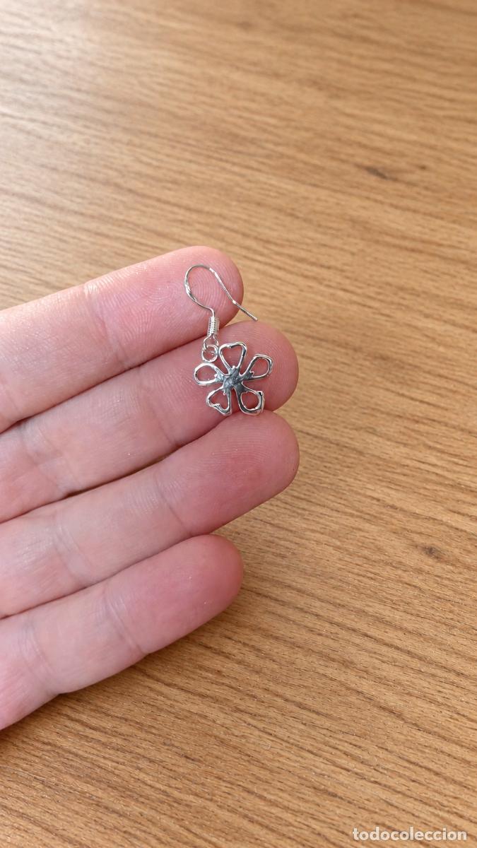 Joyeria: Pendientes de plata 925 con flor calada y corazones - Foto 7