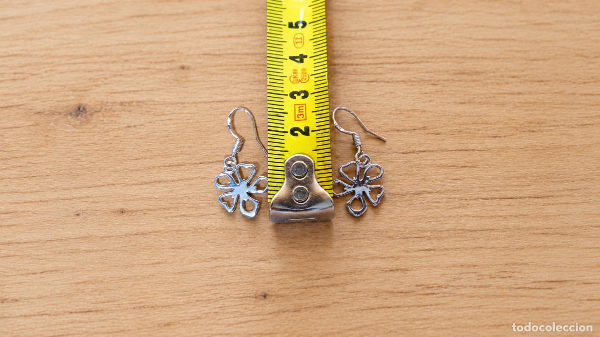 Joyeria: Pendientes de plata 925 con flor calada y corazones - Foto 8
