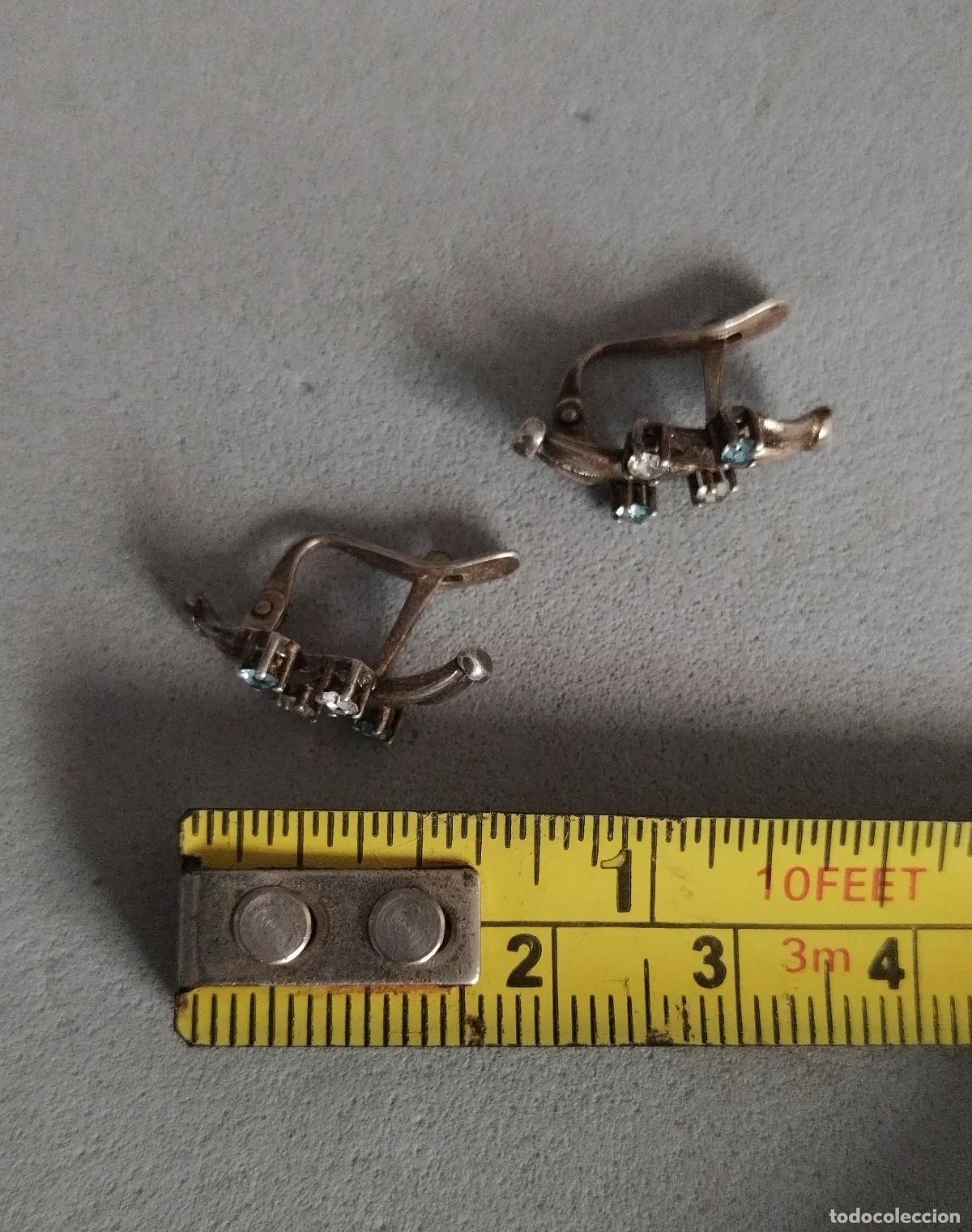 Joyeria: Antiguos pendientes de plata de ley con circonitas. - Foto 2
