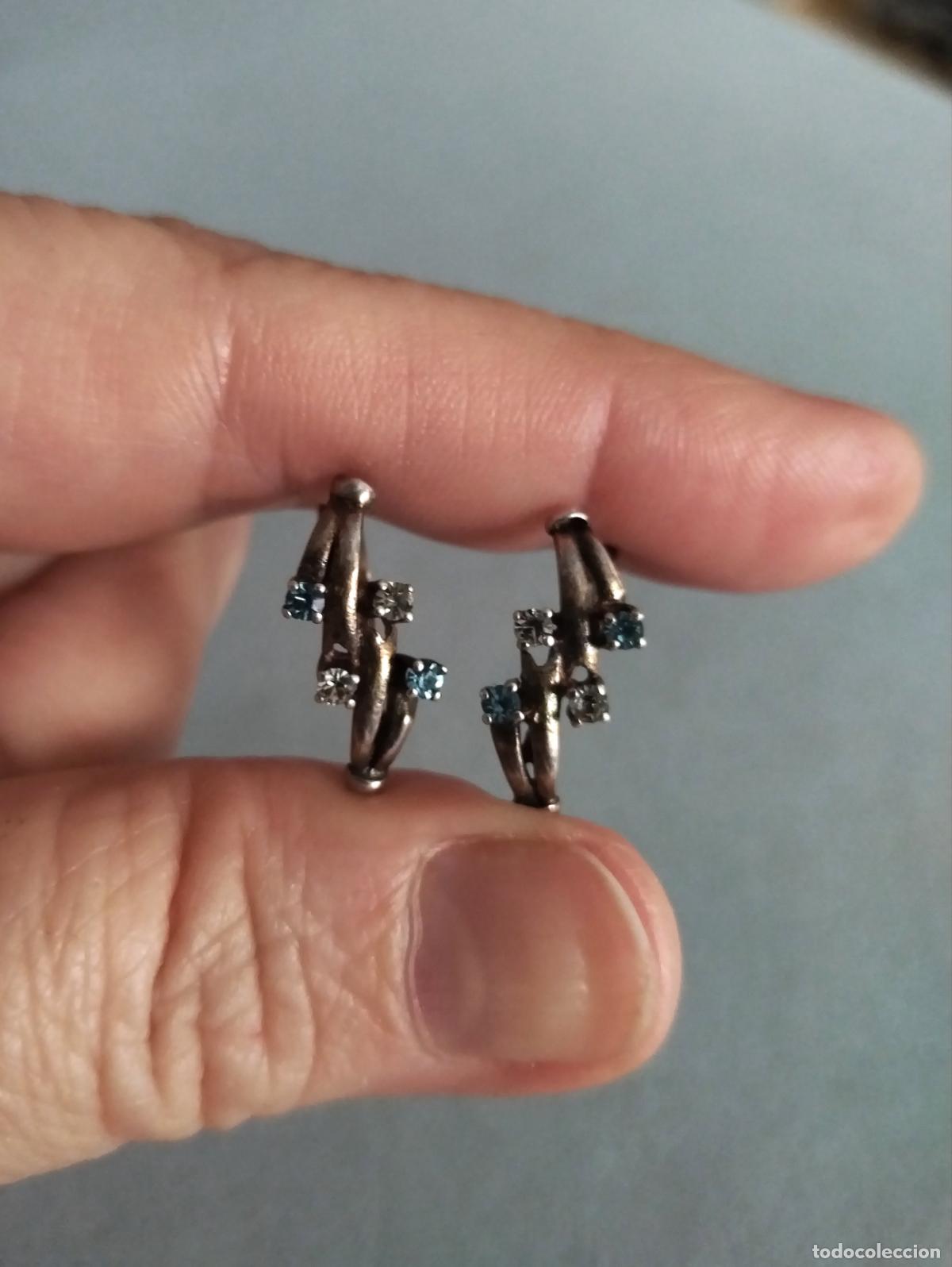 Joyeria: Antiguos pendientes de plata de ley con circonitas. - Foto 3