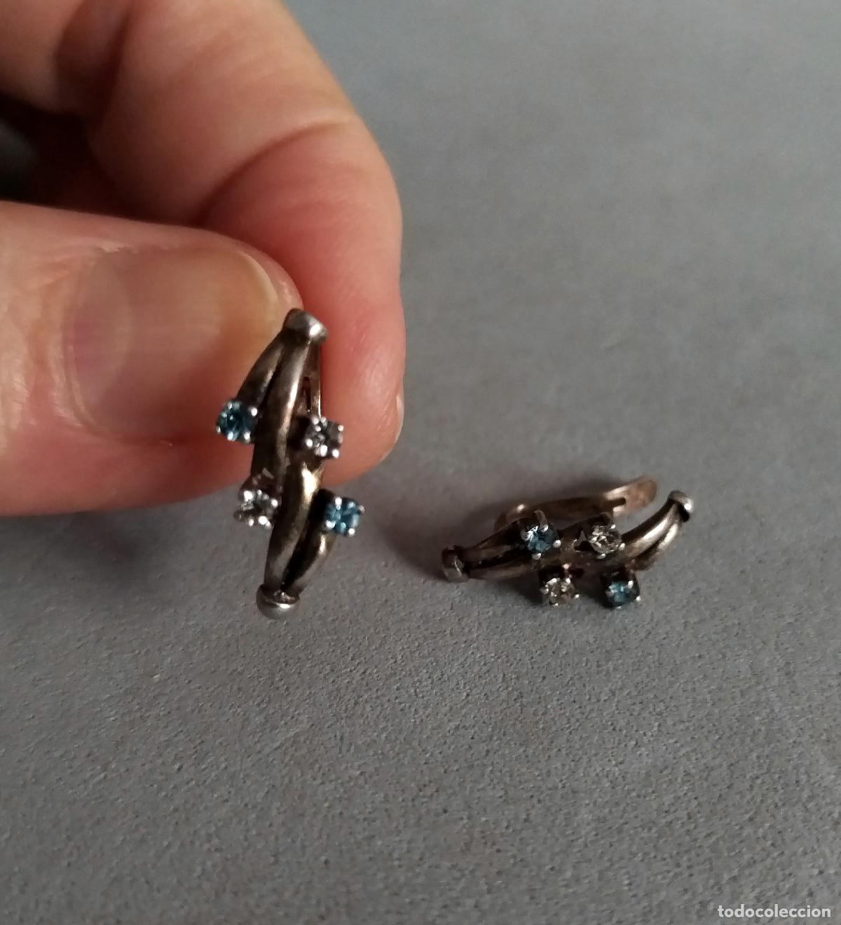Joyeria: Antiguos pendientes de plata de ley con circonitas. - Foto 4