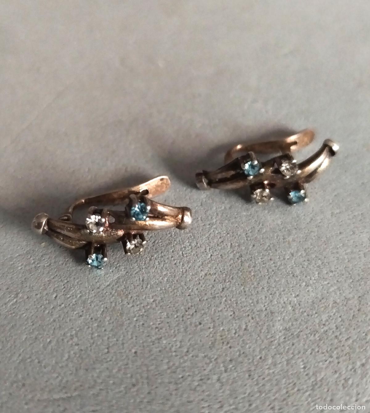 Joyeria: Antiguos pendientes de plata de ley con circonitas.