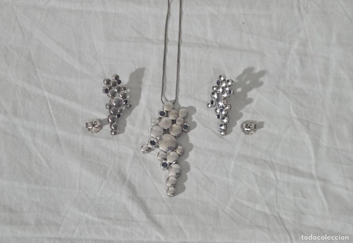 Joyeria: Conjunto de pendientes y colgante con zafiros en plata 925, Verio