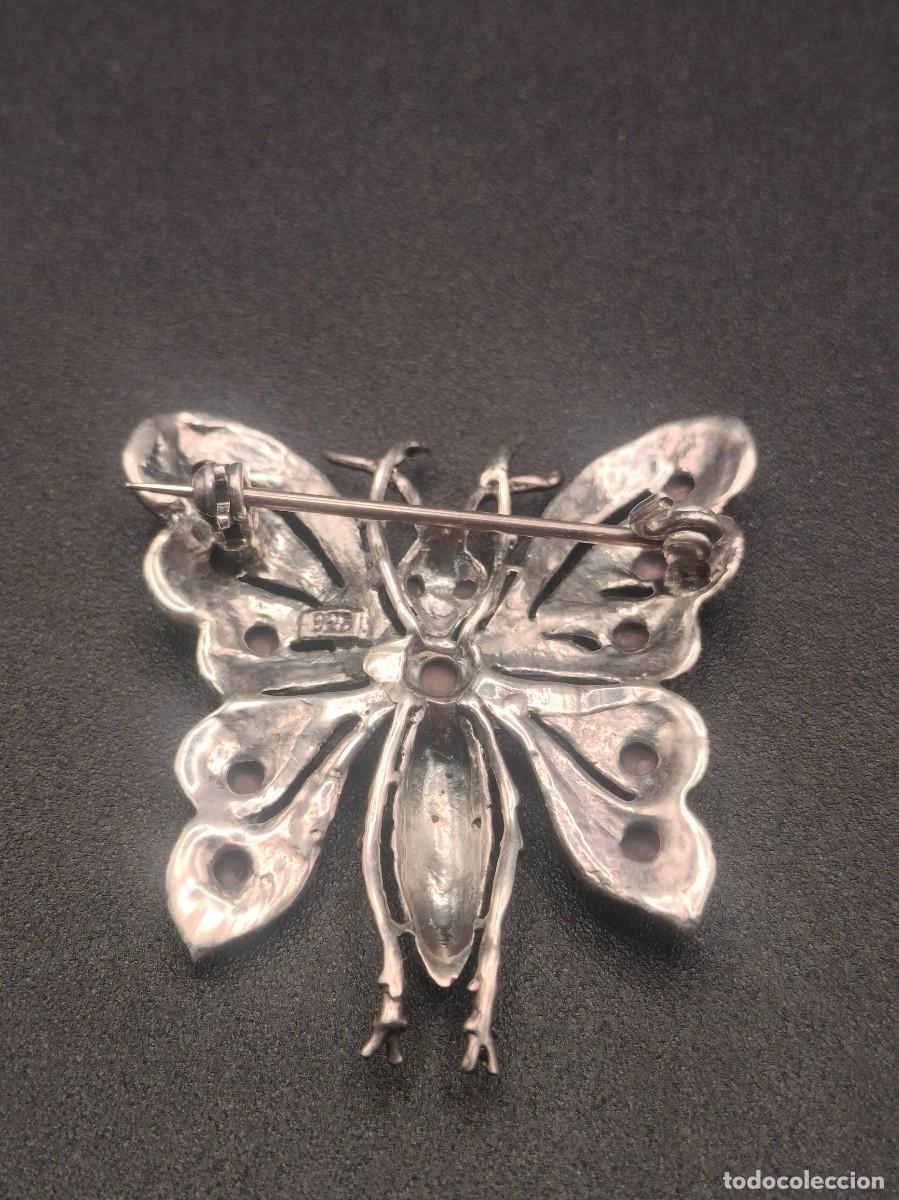 Joyeria: Antiguo broche mariposa plata - Foto 3