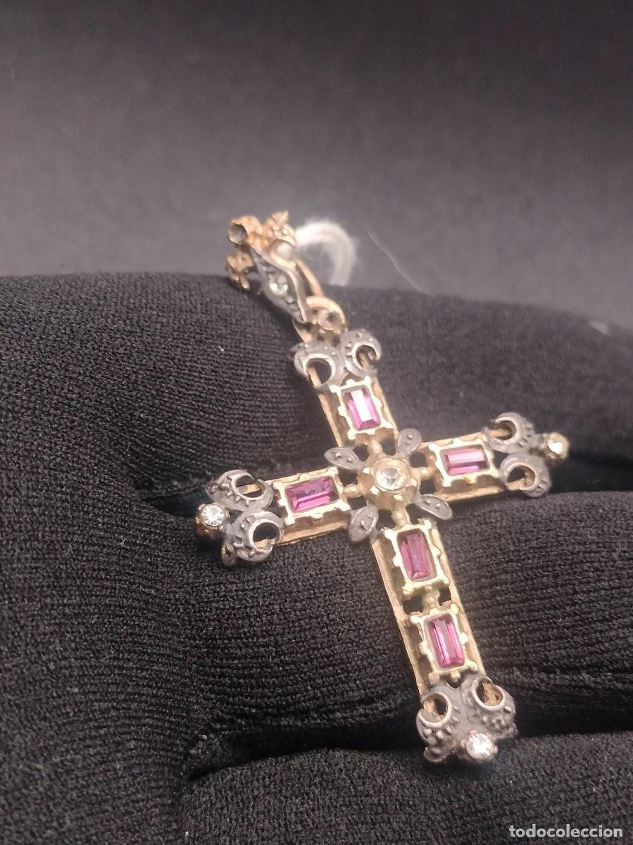 Joyeria: Antigua cruz isabelina vintage colgante