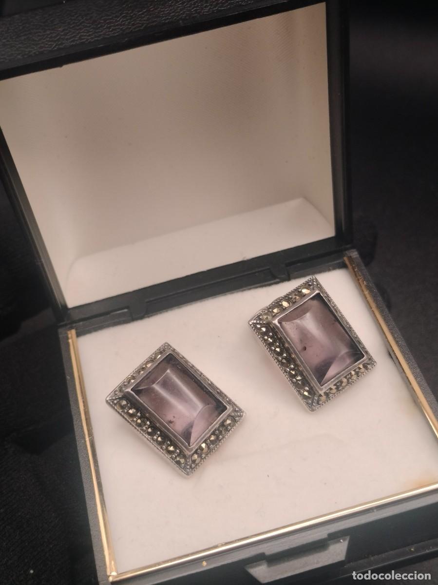 Joyeria: Elegantes pendientes vintage de plata de ley (925)