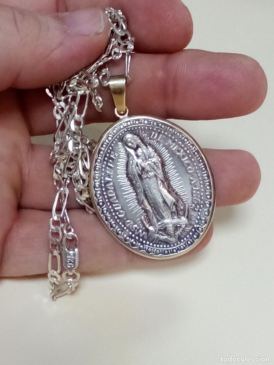 Joyeria: cadena de plata con medalla de plata de la virgen de guadalupe &rdquo; engarzada en oro &rdquo;