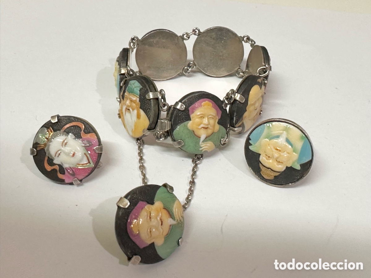 Joyeria: Conjunto de TOSHIKANE compuesto pulsera y pendientes y anillo todo original de plata Jap&oacute;n