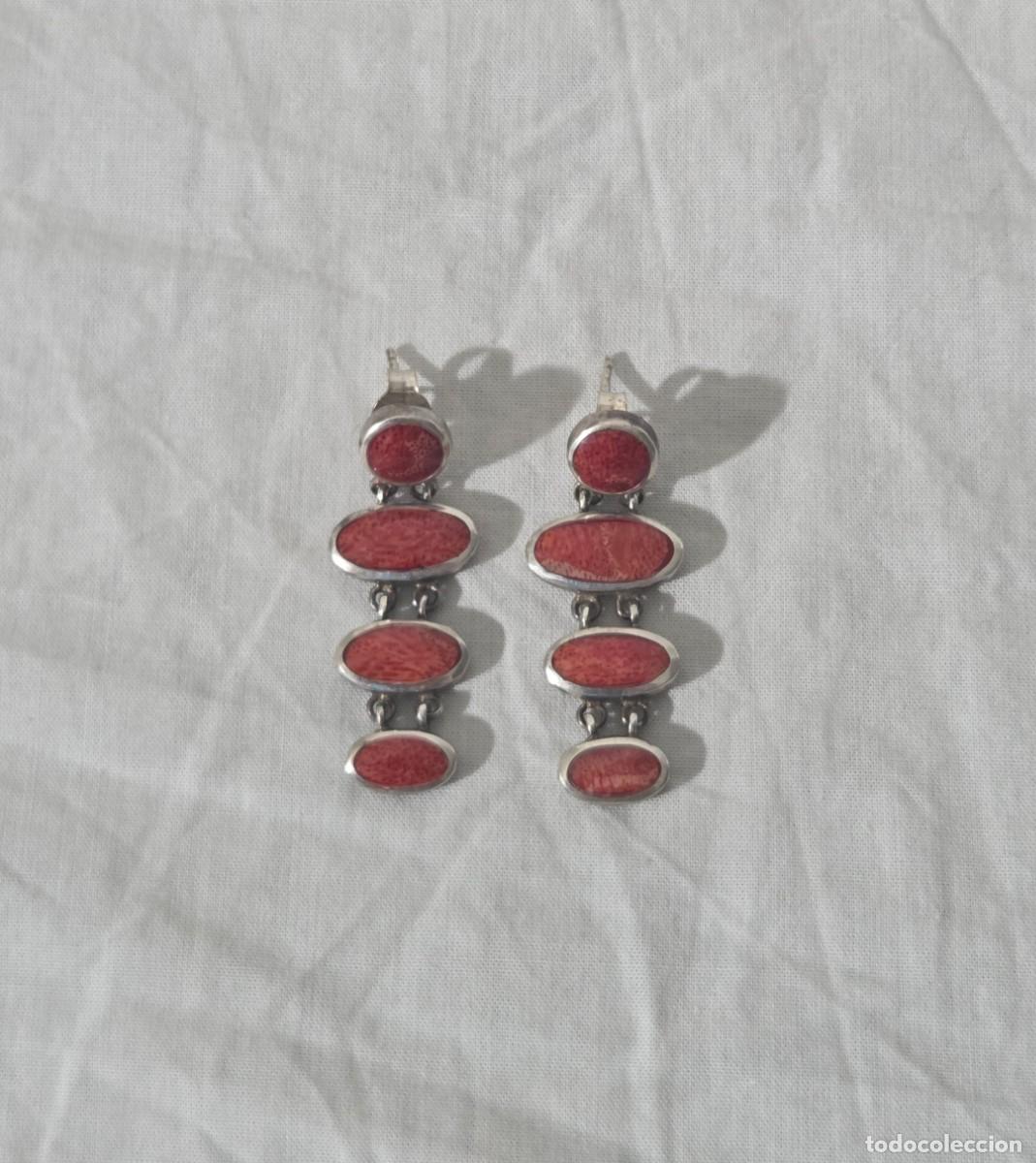 Joyeria: Pendientes de coral rojo y plata de ley - Foto 1