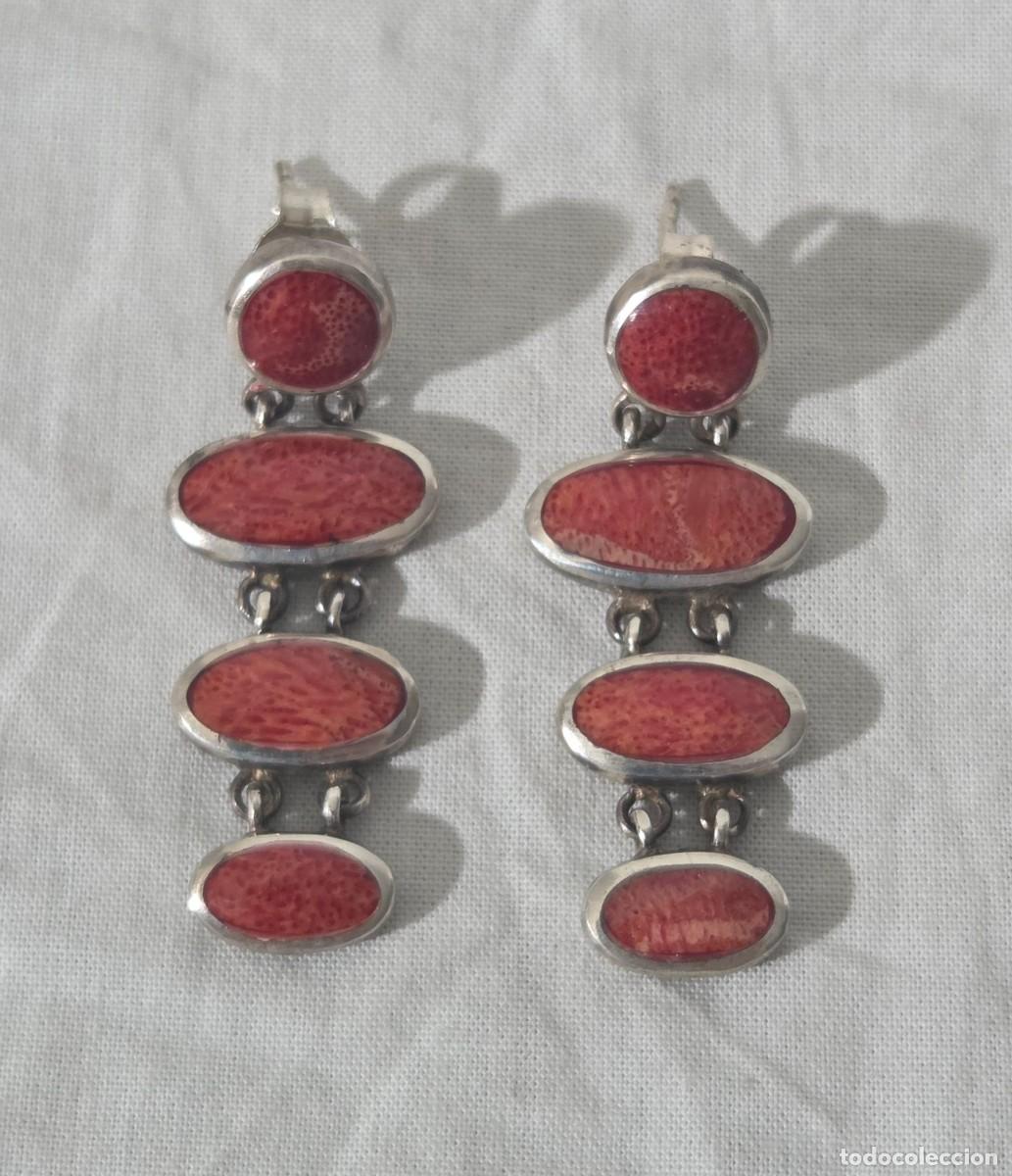 Joyeria: Pendientes de coral rojo y plata de ley - Foto 3