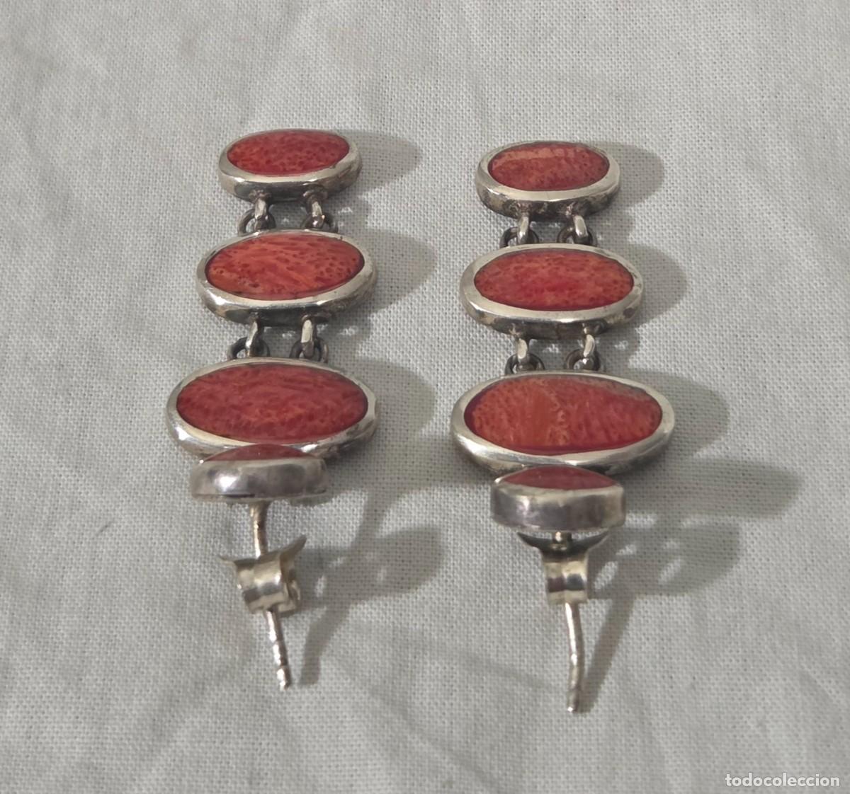 Joyeria: Pendientes de coral rojo y plata de ley - Foto 5