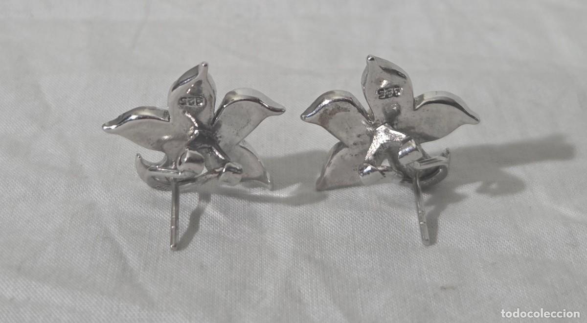 Joyeria: Pendientes en forma de flor de plata 925 - Foto 5