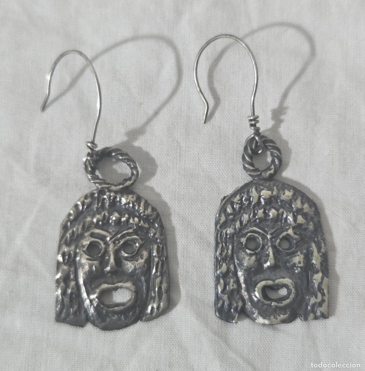 Joyeria: Pendientes mascara Teatro griego en plata de ley - Foto 2