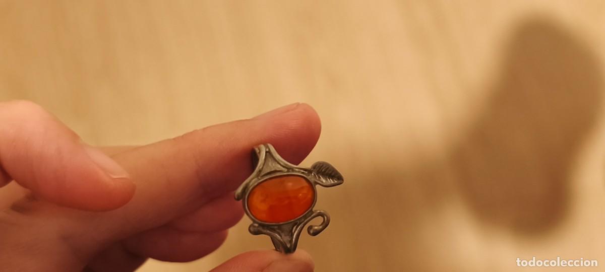 Joyeria: Anillo vintage de plata con piedra naranja estilo &aacute;mbar del B&aacute;ltico &ndash; Origen polaco