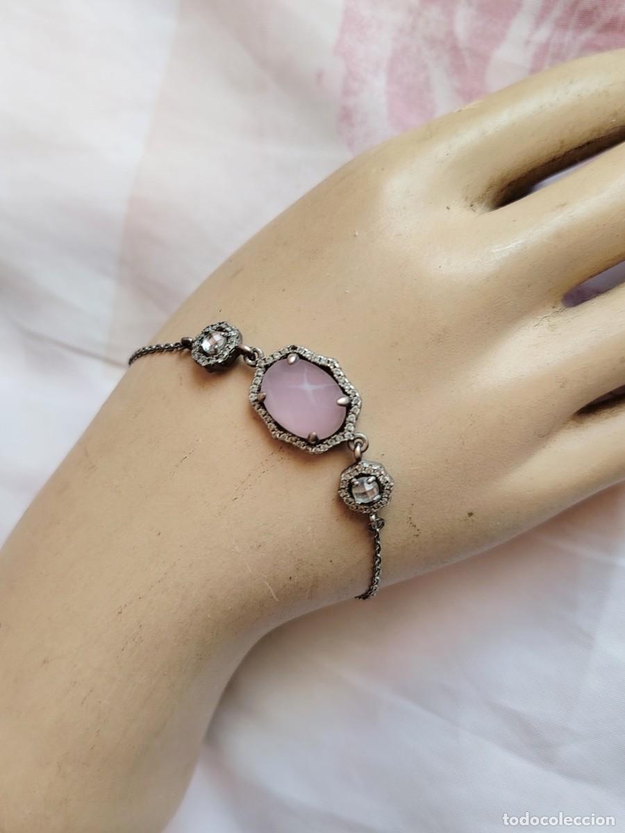 Joyeria: Pulsera de plata con cuarzo rosa. Sellada - Foto 1