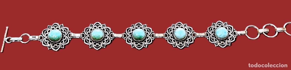 Joyeria: Pulsera Plata 925 con 5 piedras Larimar