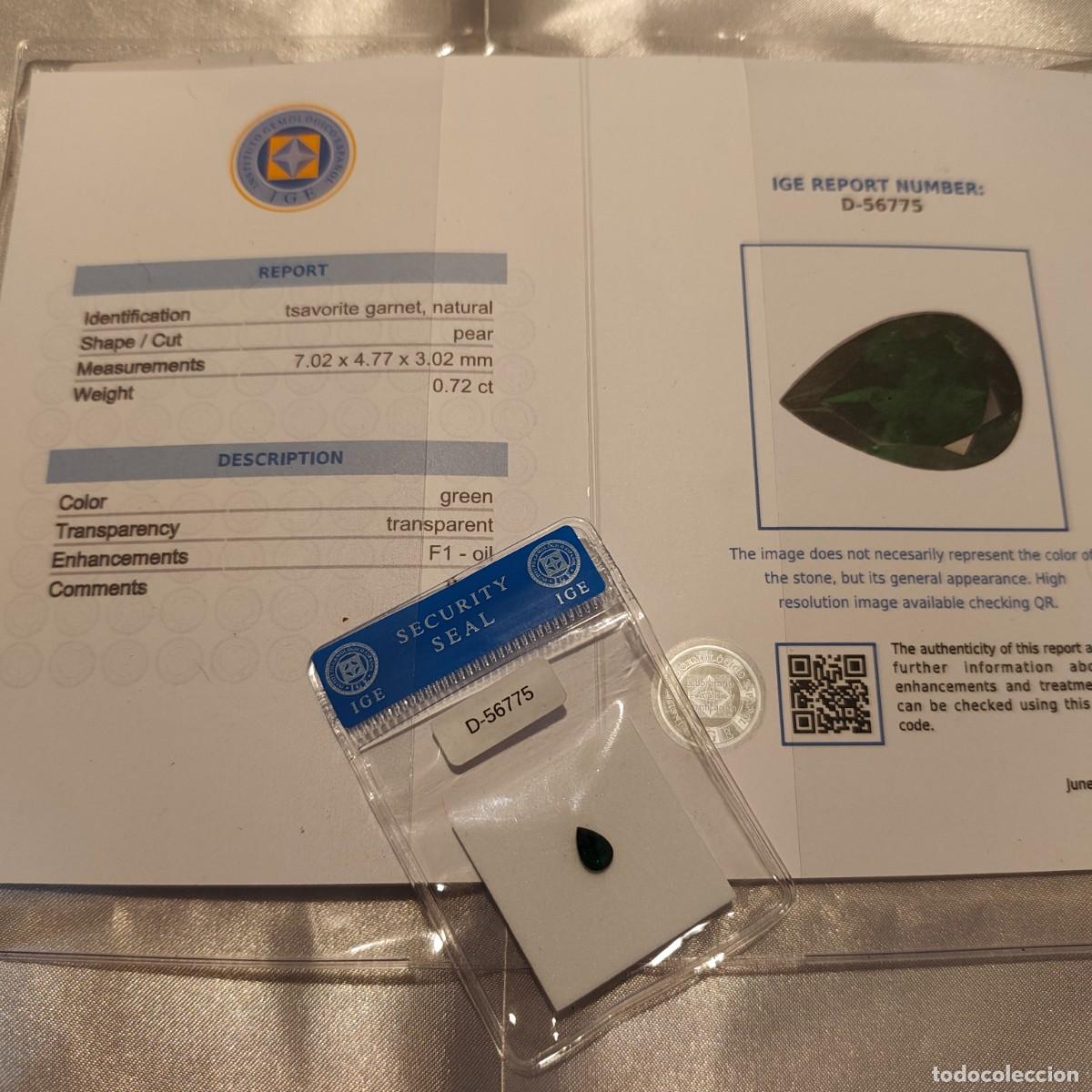Joyeria: TSAVORITA CERTIFICADA Y SELLADA