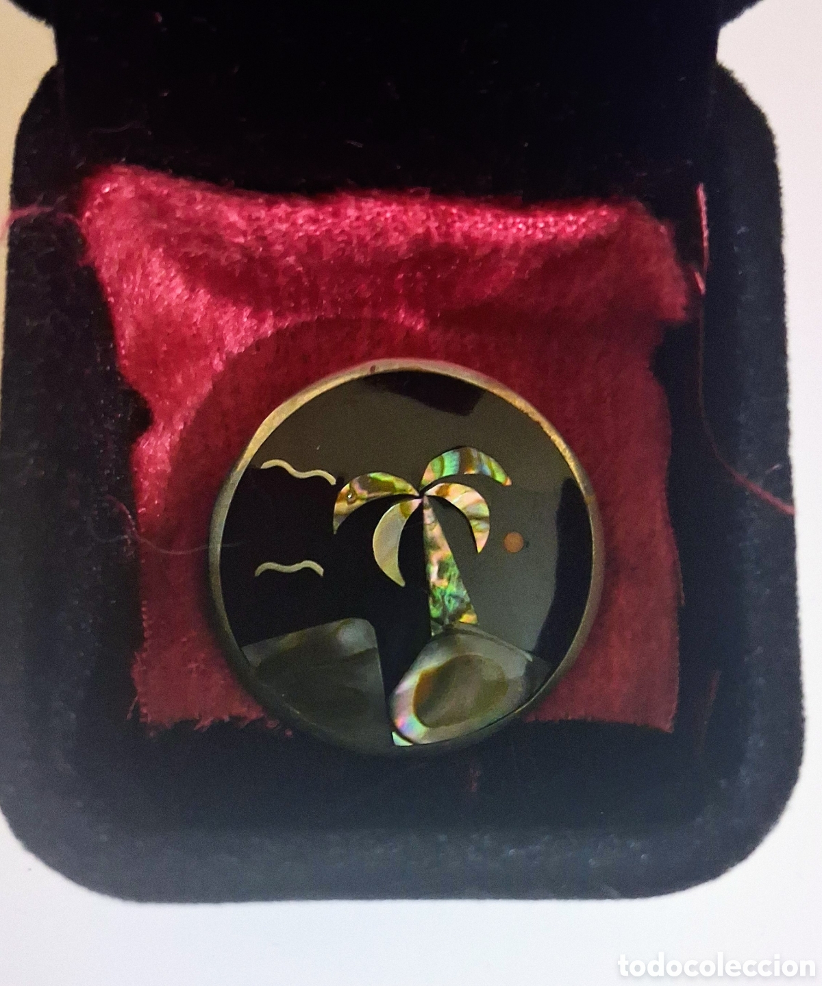 Joyeria: Antiguo Broche Colgante Mexicano Vintage - Alpaca y Concha de Abul&oacute;n - Con Caja