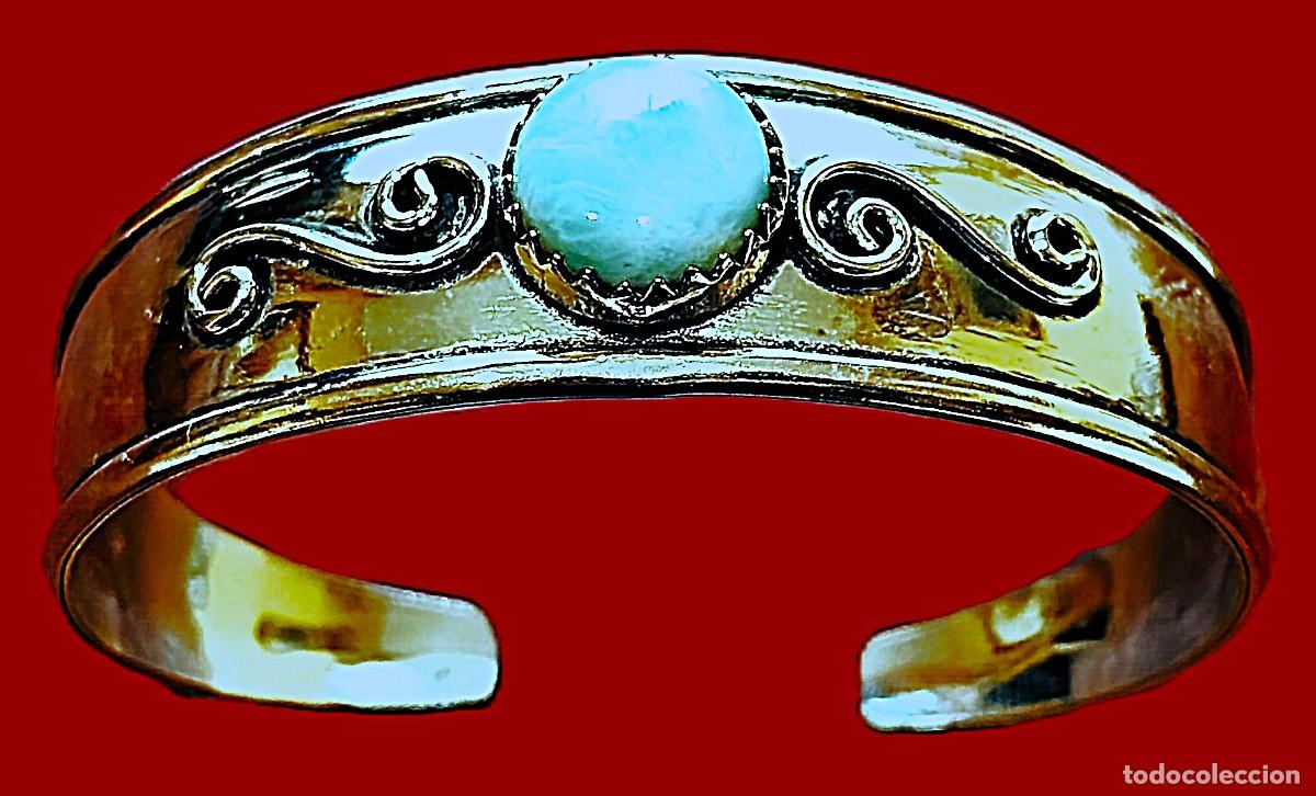 Joyeria: Brazalete Plata 925 con piedra Larimar