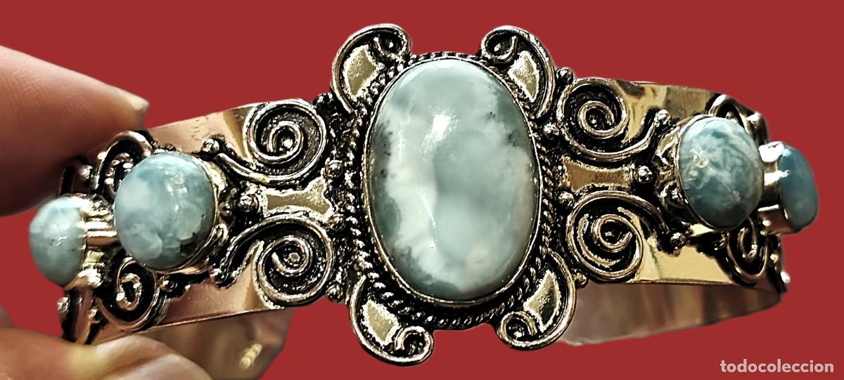 Joyeria: Brazalete Plata 925 con 5 piedras Larimar