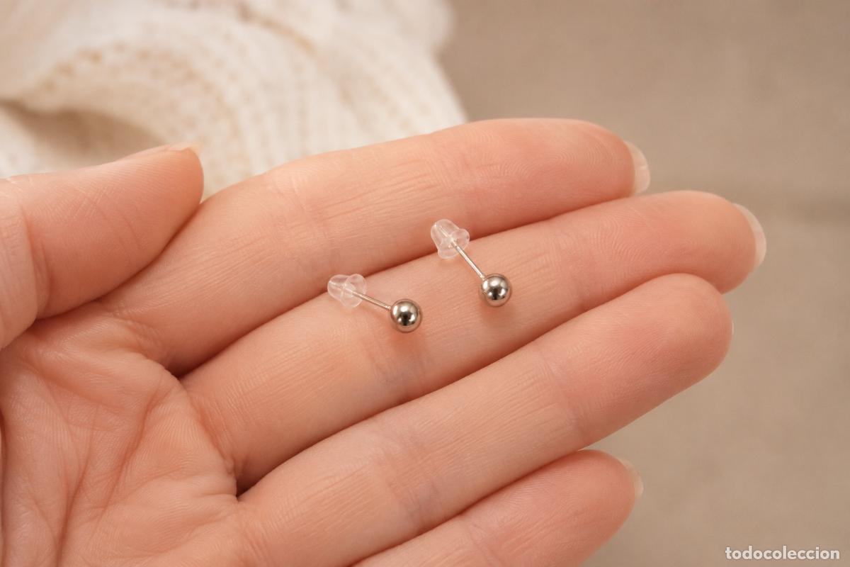 Joyeria: Pendientes de bola 4 mm de plata de ley 925 - Foto 2