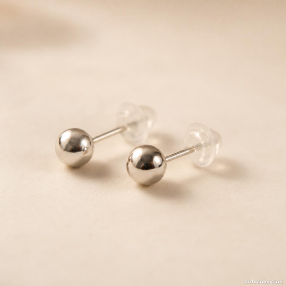 Joyeria: Pendientes de bola 4 mm de plata de ley 925 - Foto 6