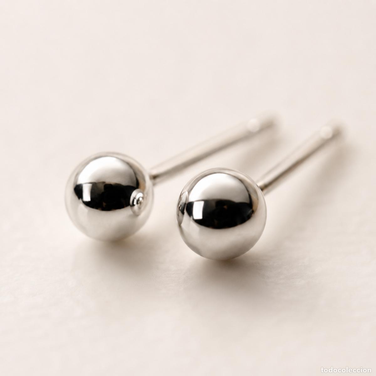 Joyeria: Pendientes de bola 4 mm de plata de ley 925 - Foto 8