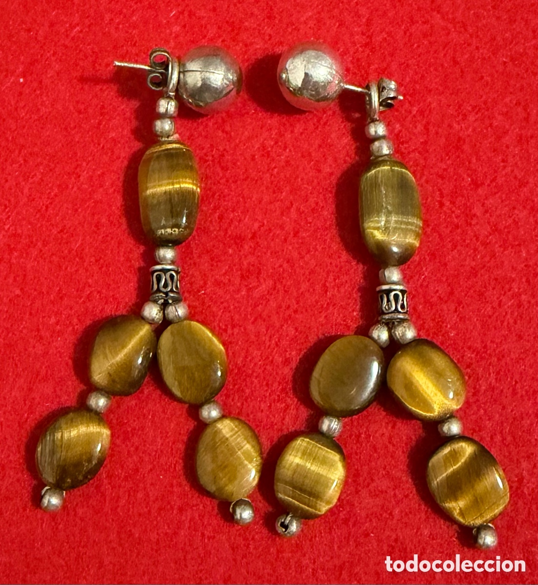 Joyeria: Bonita pareja, de pendientes en plata de ley y ojo de tigre