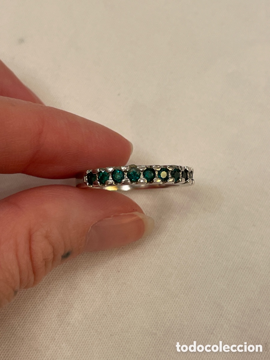 Joyeria: Anillo de plata y esmeralda de laboratorio - Foto 2