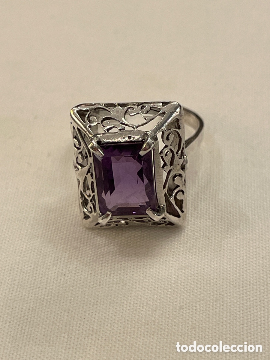 Joyeria: Anillo de plata y amatista de laboratorio - Foto 2