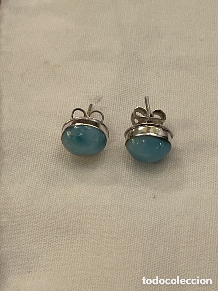 Joyeria: Conjunto pendientes y collar de plata y larimar - Foto 4