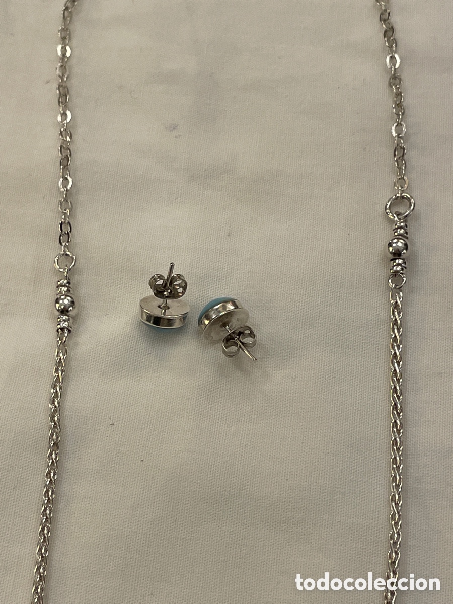 Joyeria: Conjunto pendientes y collar de plata y larimar - Foto 5