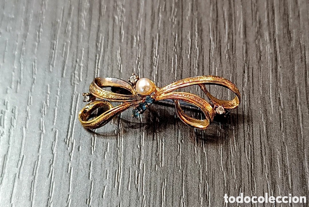 Joyeria: Antiguo Broche Chapado en Oro - Foto 1