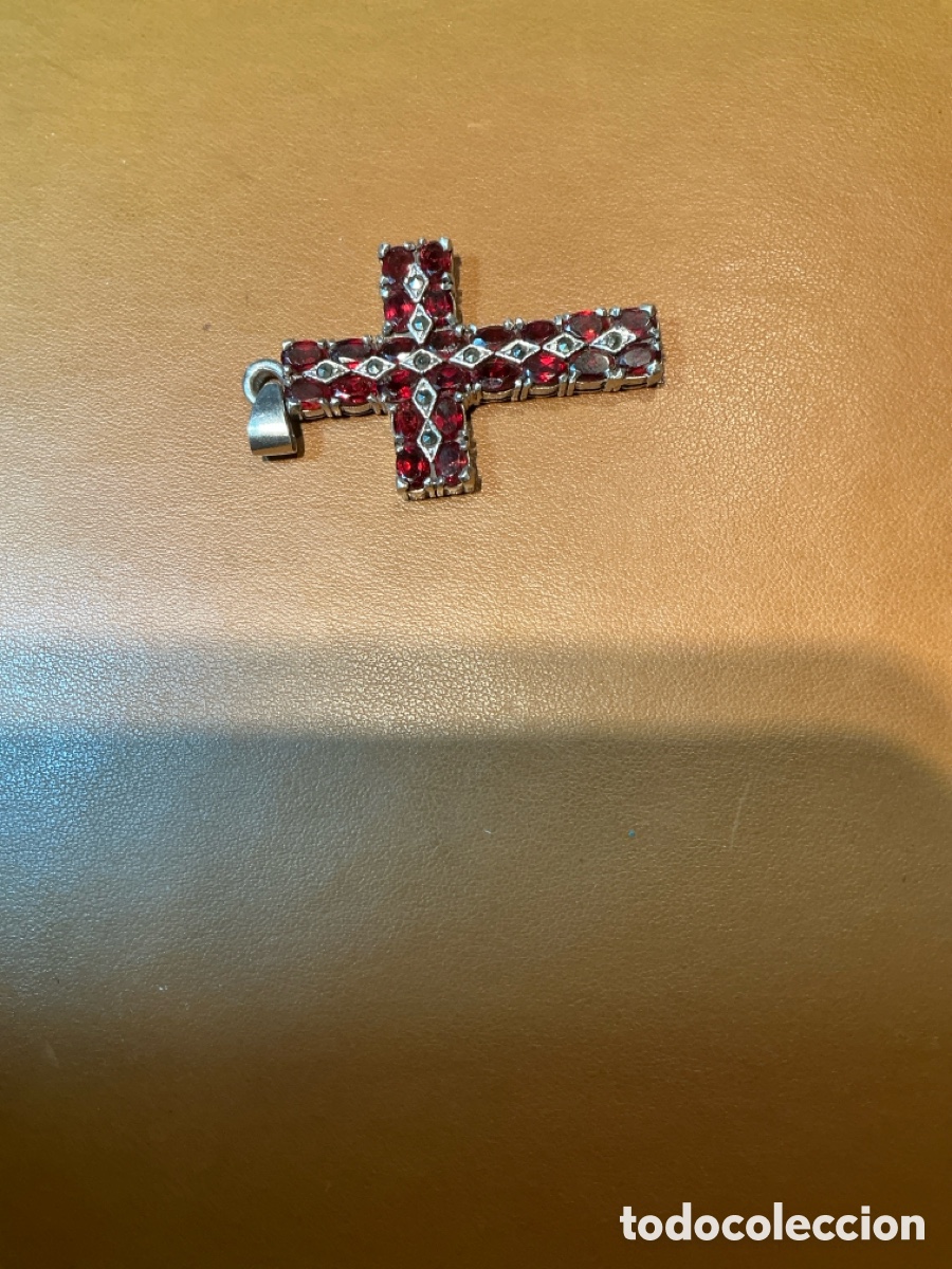 Joyeria: Cruz vintage plata y granate - Foto 2