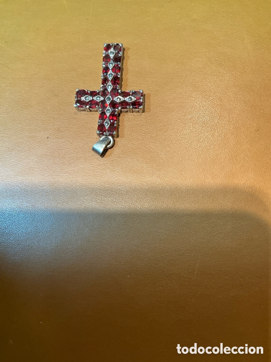 Joyeria: Cruz vintage plata y granate - Foto 3