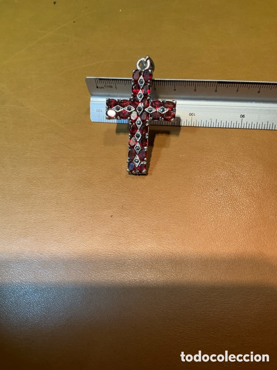 Joyeria: Cruz vintage plata y granate - Foto 7