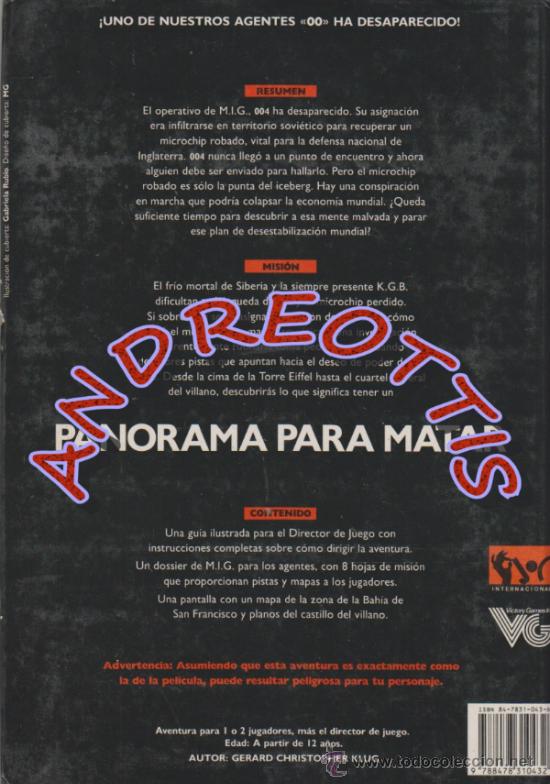 Juegos antiguos: JAMES BOND PANORAMA PARA MATAR, LIBRO DE ROL. - Foto 2