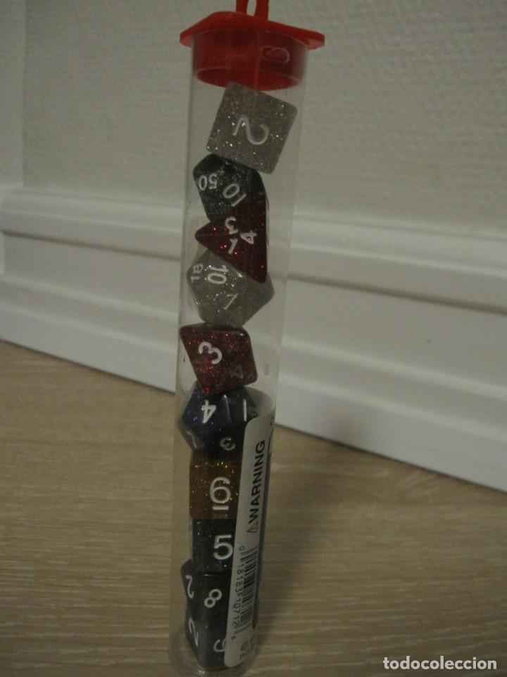 Juegos antiguos: 10 dados glitter polyhedral. USA. ROL - Foto 5