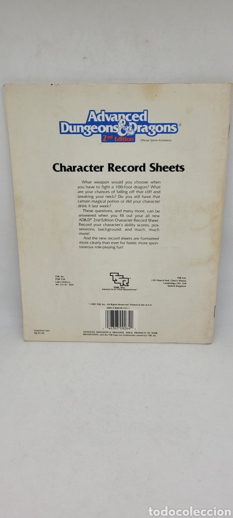Juegos antiguos: LIBRO ROL ADVANCED DUNGEONS & DRAGONS. CHARACTER RECORD SHEET. - Foto 2