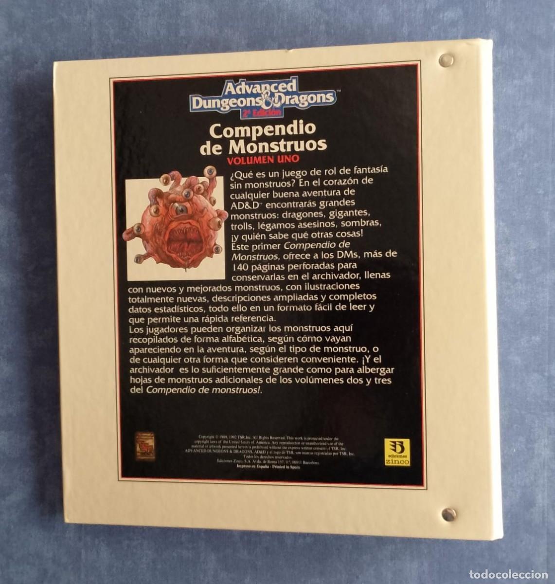 Juegos antiguos: ADVANCED DUNGEONS & DRAGONS COMPENDIO MONSTRUOS VOL.1 - Foto 2