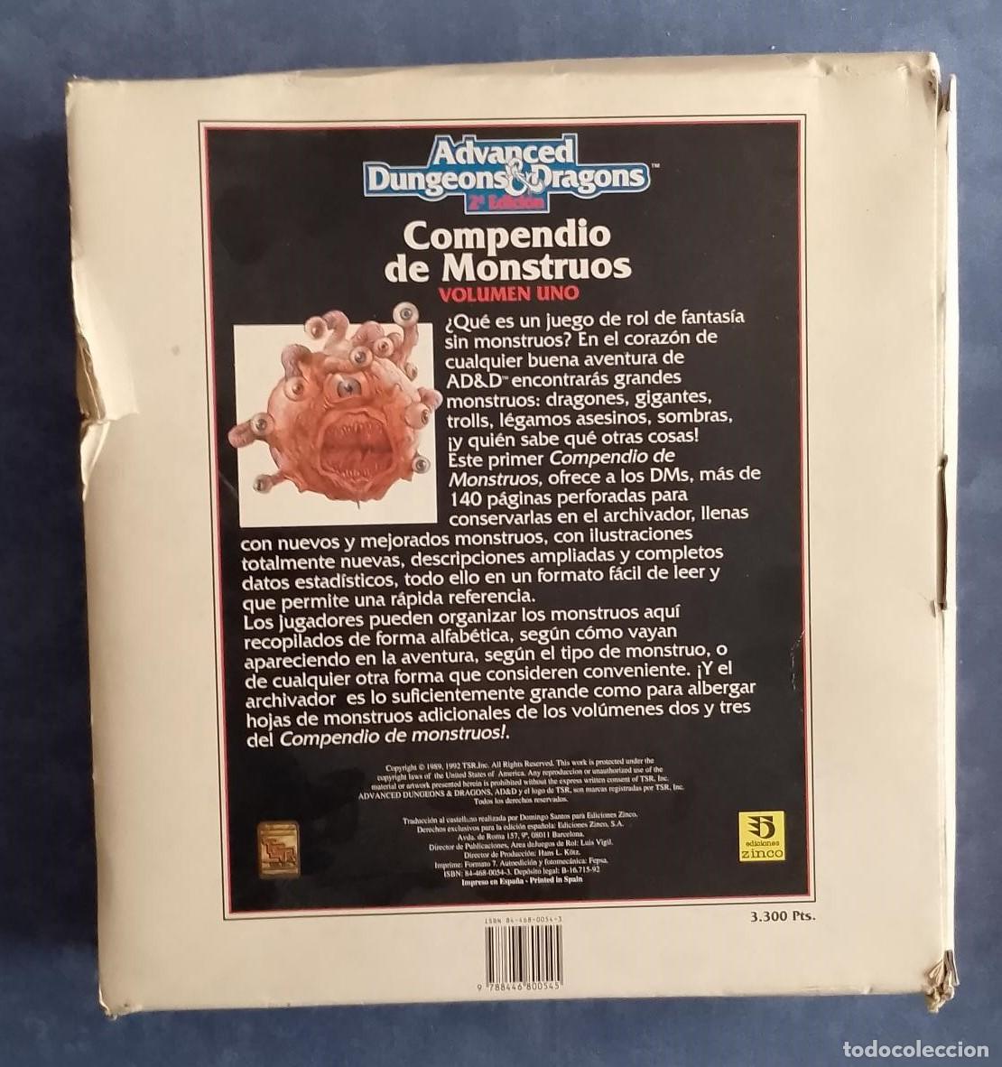 Juegos antiguos: ADVANCED DUNGEONS & DRAGONS COMPENDIO MONSTRUOS VOL.1 - Foto 6