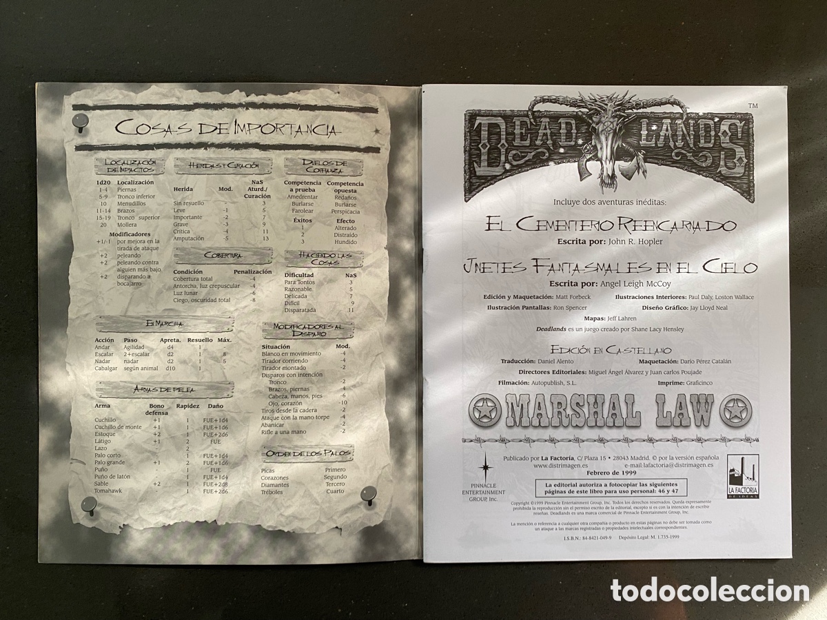 Juegos antiguos: Deadlands - Juego de Rol - Foto 4