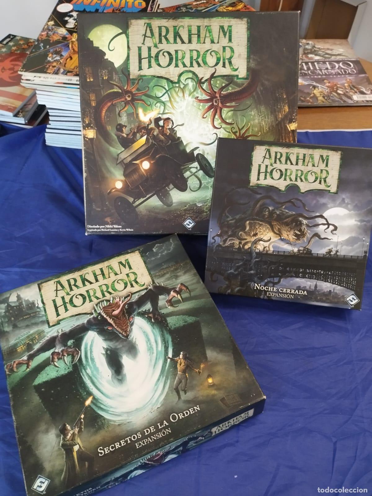 Juegos antiguos: Lote Arkham Horror Basico 3 Ed. + 3 Expansiones - Foto 1