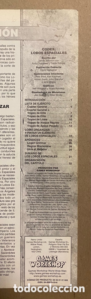 Juegos antiguos: CODEX: LOBOS ESPACIALES. SUPLEMENTO CODEX. MARINES ESPACIALES. GAMES WORKSHOP. - Foto 2