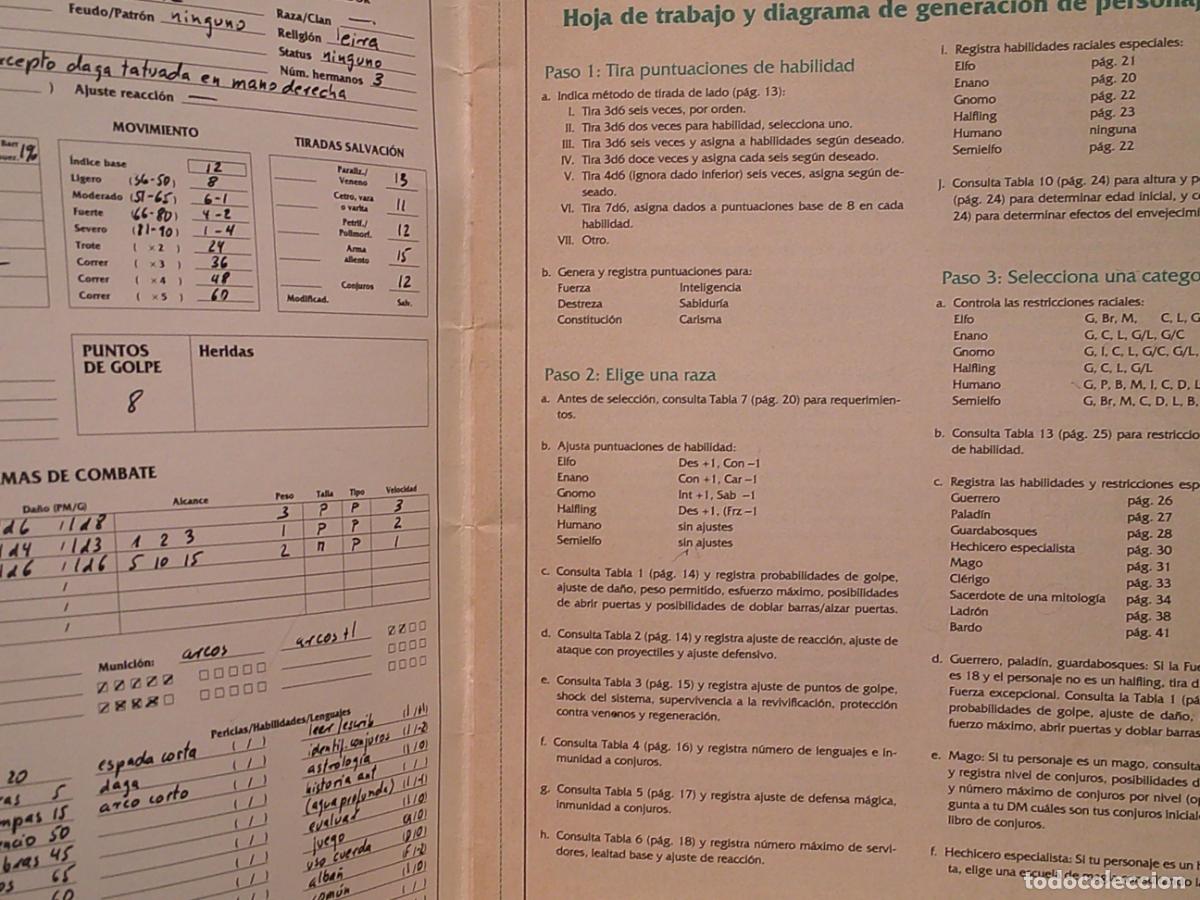 Juegos antiguos: ADVANCED DUNGEONS & DRAGONS 2&ordf; EDICION HOJAS DE DATOS DEL PERSONAJE - ZINCO - Foto 3