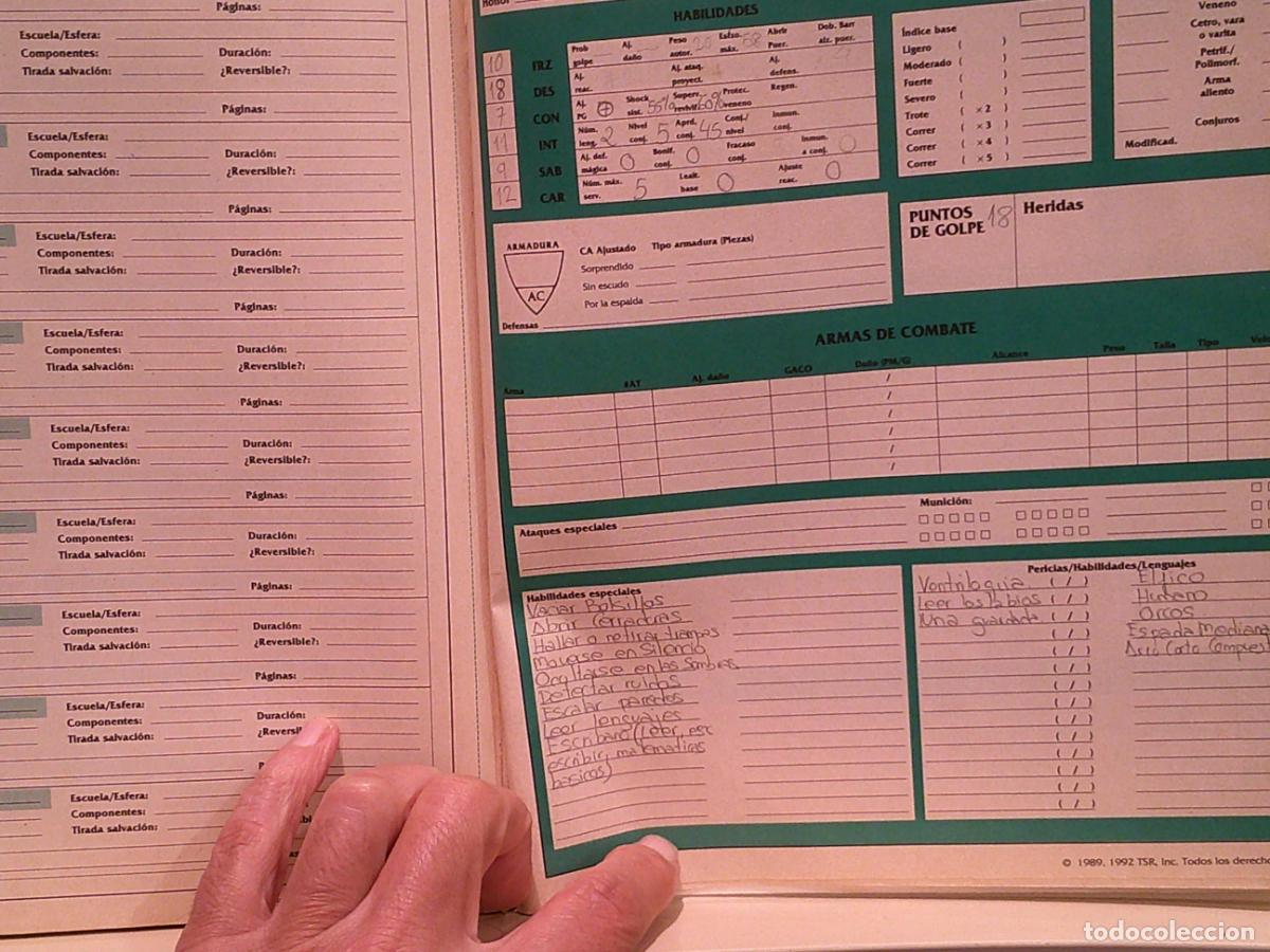Juegos antiguos: ADVANCED DUNGEONS & DRAGONS 2&ordf; EDICION HOJAS DE DATOS DEL PERSONAJE - ZINCO - Foto 4