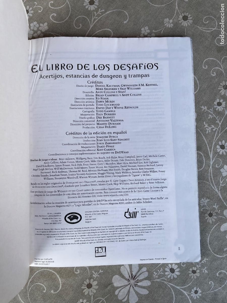 Juegos antiguos: DUNGEONS AND DRAGONS EL LIBRO DE LOS DESAF&Iacute;OS ROL DEVIR. - Foto 2